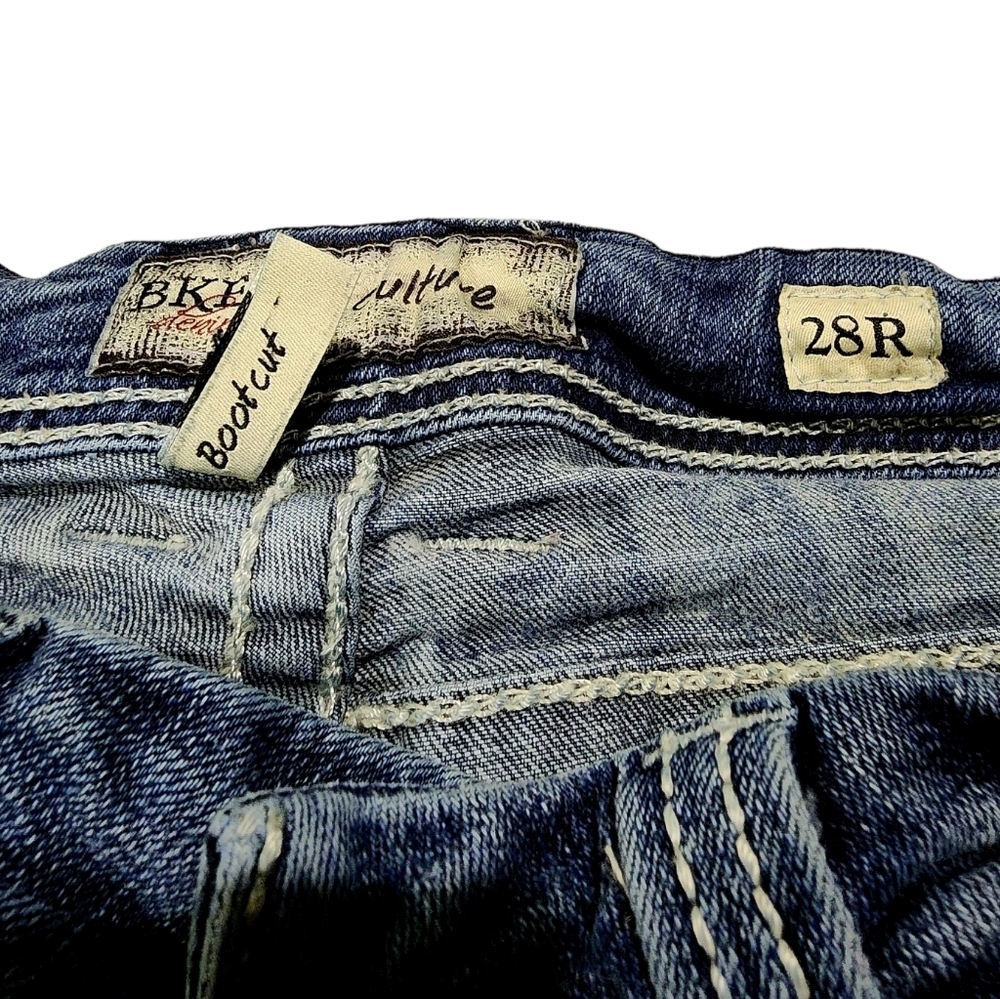 Bke Blue Jeans Distressed Y2K 90's Pants Bootcut Size 28 - Picture 3 of 12
